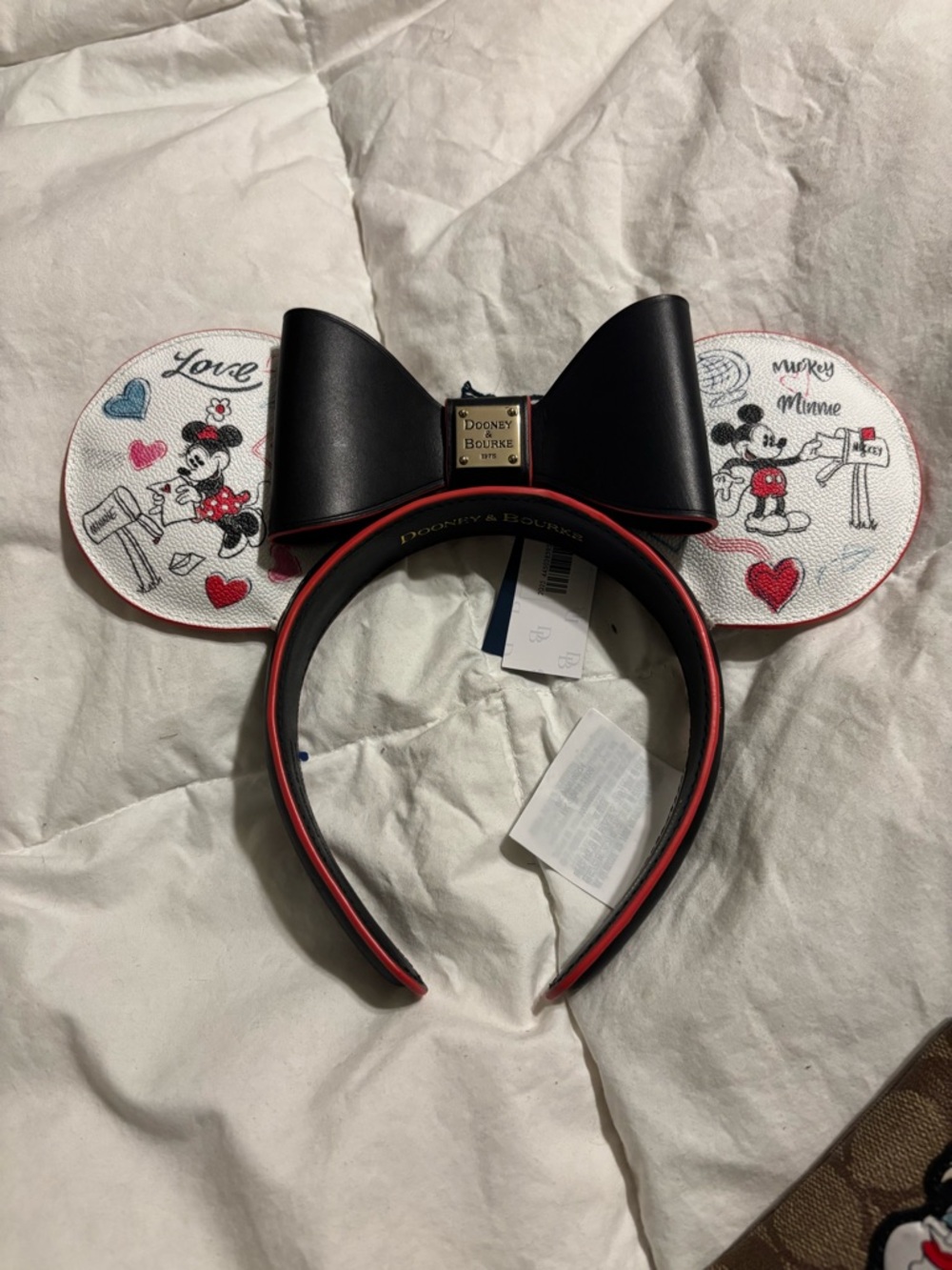 Dooney & Bourke Kids Black Minnie Ear Headband with White Printed Ears